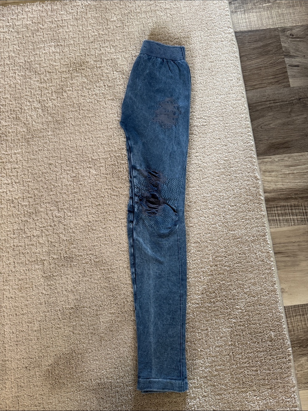 Nikibiki Women's denim looking Distressed leggings - like new!